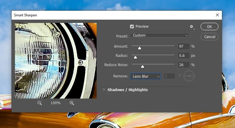 Photoshop sharpening settings