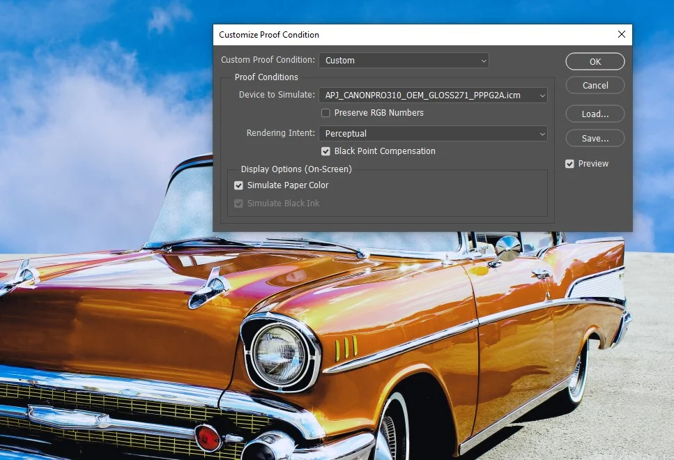 Soft proofing Photoshop settings