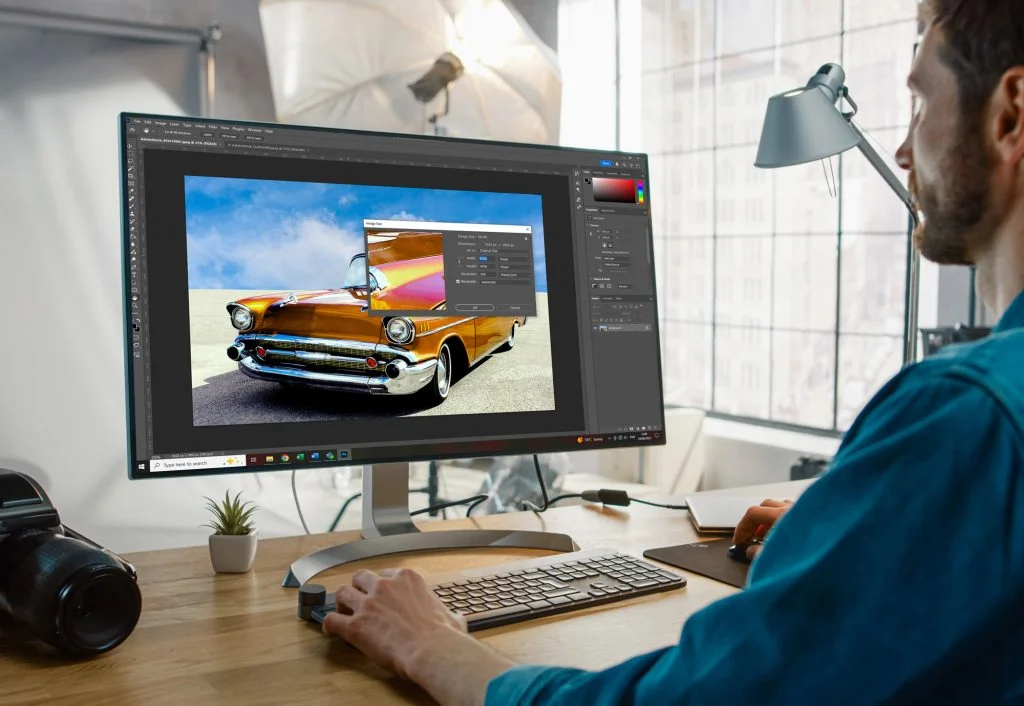 Person editing on computer